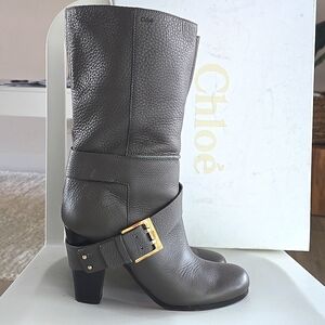 Chloe grey leather boots 37